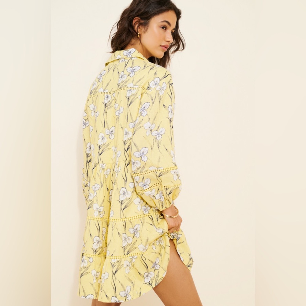 NWT Anthropologie Maeve Bettina Ladder Linen + Lace Mini Dress, Size S - Picture 4 of 10
